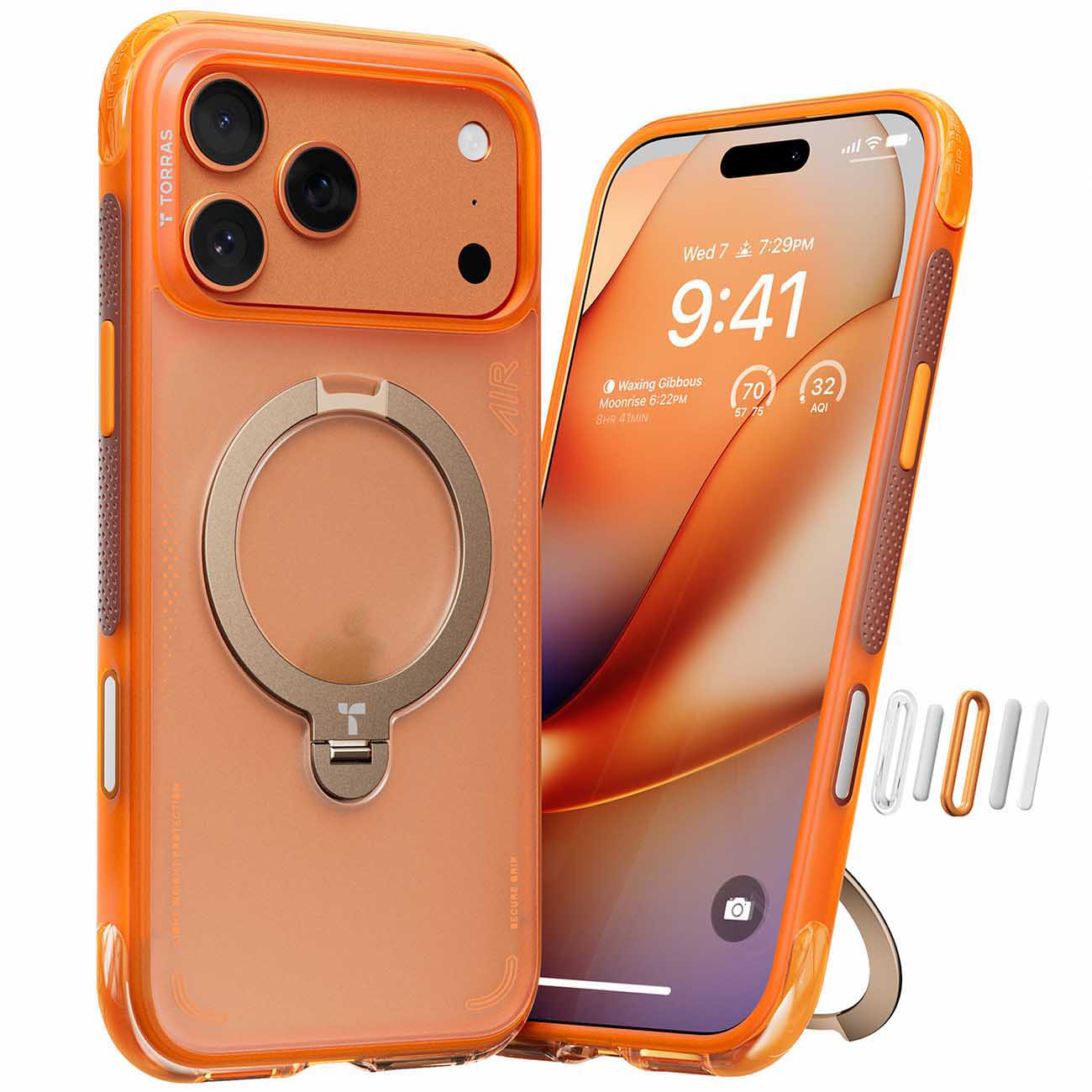 Torras Ostand Case for iPhone 17 Pro Max / MagSafe Compatible  / Built-in Grip / Horizon Orange