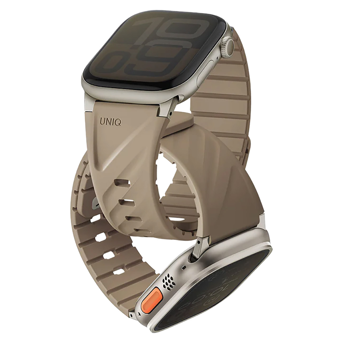 UNIQ Fluo Apple Watch Strap / Supports 40 to 49 mm / Magnetic / Soft Silicone / Beige