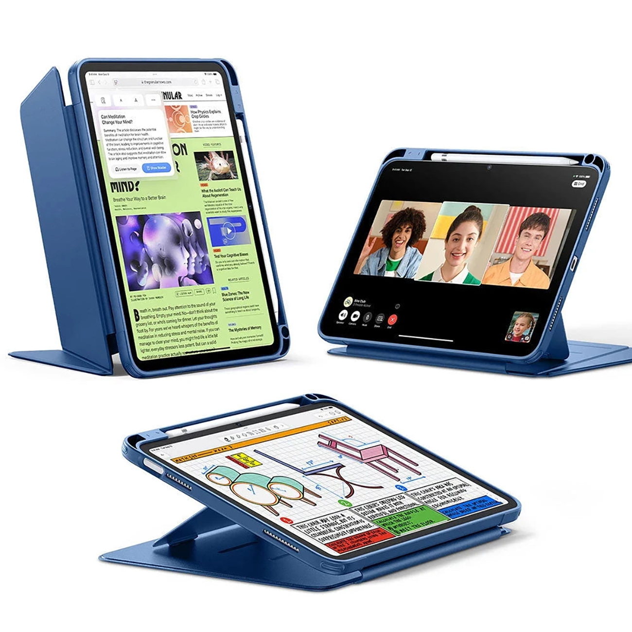 ESR Flip Magnetic Case for iPad A16 11-inch (2025) & iPad 10th Gen (2022) / Built-in Stand / Blue