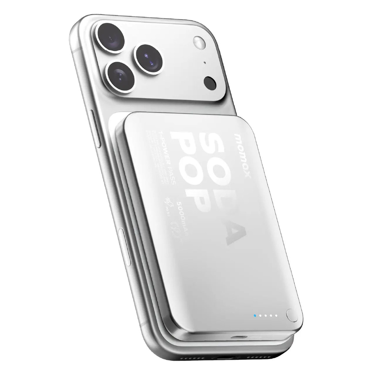 Momax Magnetic Power Bank / 5000mAh Capacity / 20W Type-C Port / Slim Design / Silver