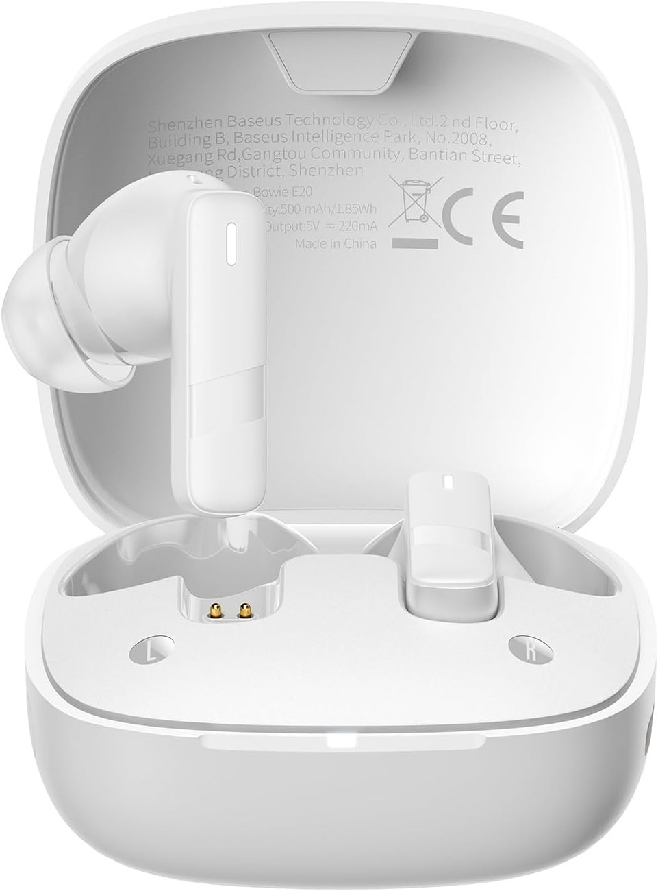 Baseus E20 Wireless Earphones / With Noise Cancellation / Water-resistant / White
