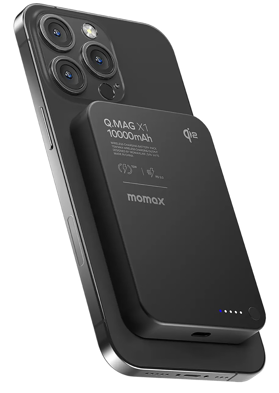 Momax Q.MAGX1 QI2 2nd Gen Power Bank / 10,000mAh Capacity / Supports MagSafe / Black