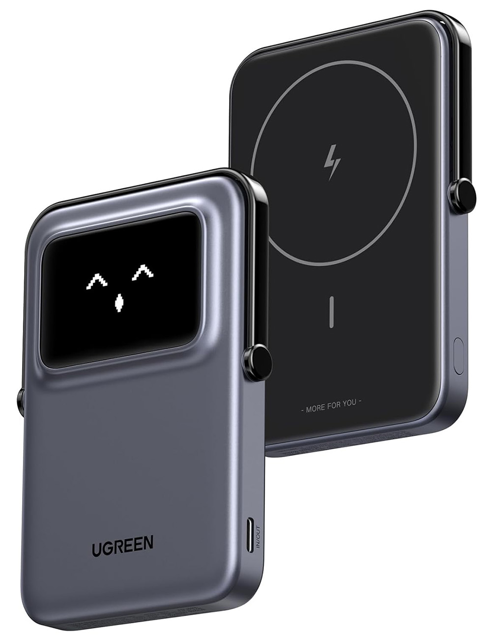 UGreen Uno Magnetic Power Bank / 5000mAh / 20W Power / Built-in Stand / Cute Design / Black