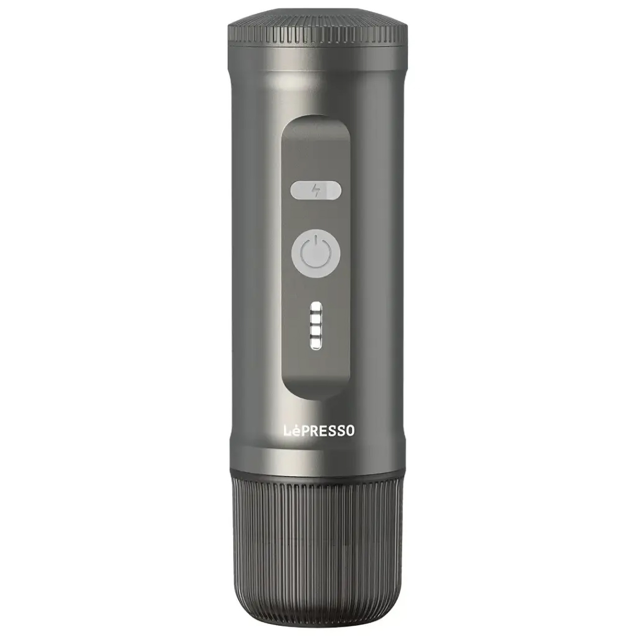 مكينة قهوة من LePresso / تعمل بالبطارية / سعة 65 مل / تدعم كبسولات Nespresso و البن المطحون / رصاصي