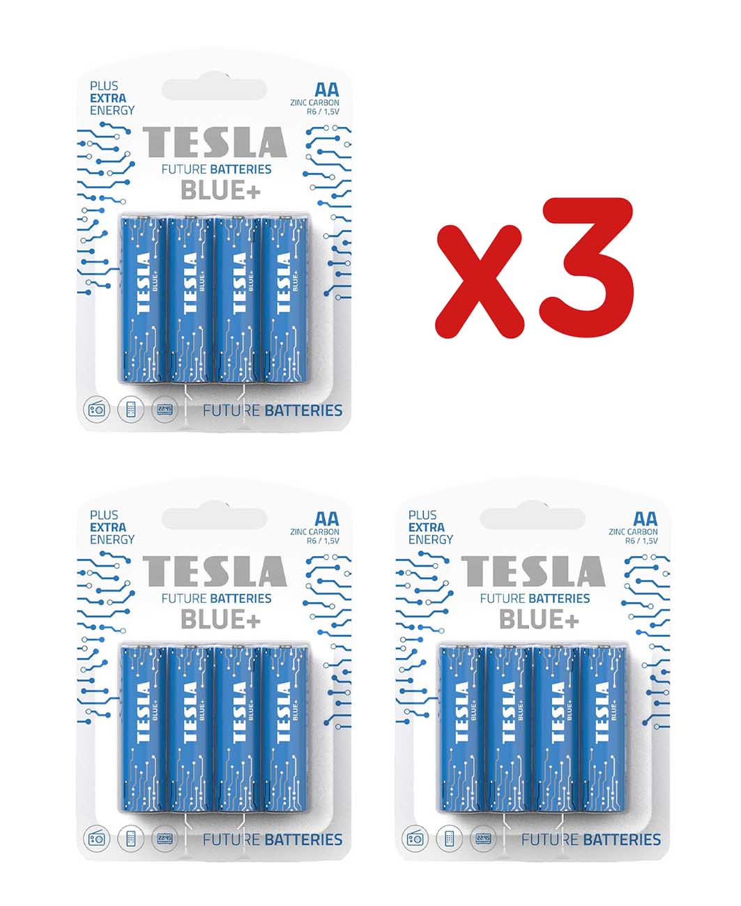 بطاريات +TESLA Blue نوع AA / حزمة من 12