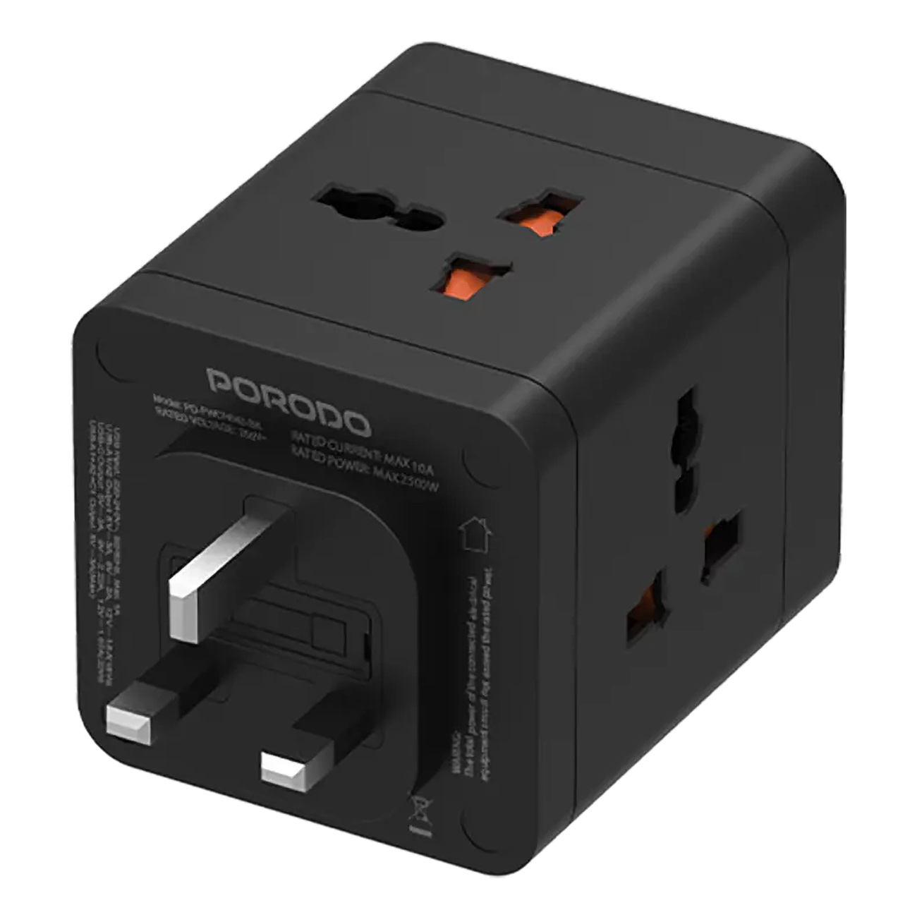 Porodo Power Block / 4 AC Sockets + 2 USB-A Ports + 1 USB-C Port / 2500W Power