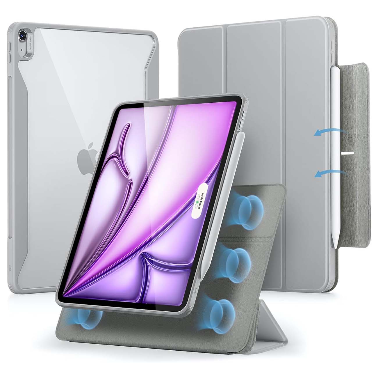 ESR Case for iPad Air 13 inch 2025 / Built-in Stand / Drop Protection / Grey