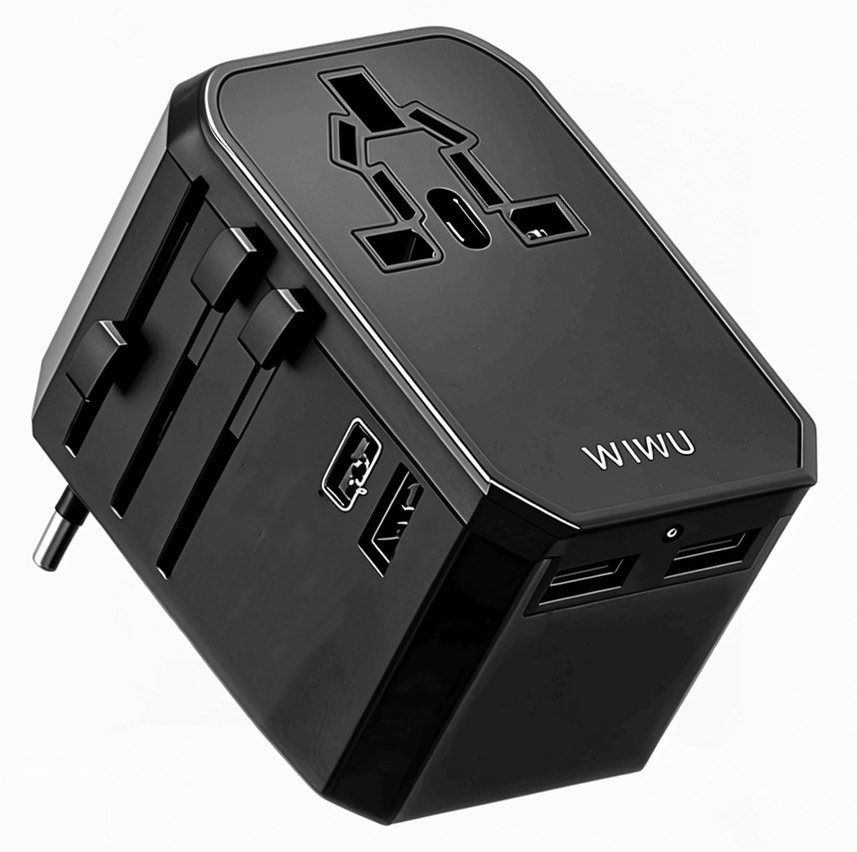 WiWU Travel Adapter / With 3 USB & Type-C Ports / Universal Plugs / 45W Power