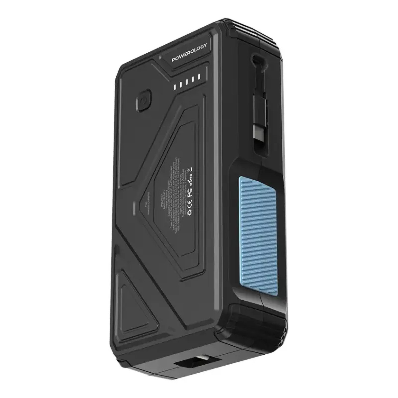 Powerology 27,000mAh Power Bank / Supports Solar Charging / Multiple Ports + Built-in Type-C Cable