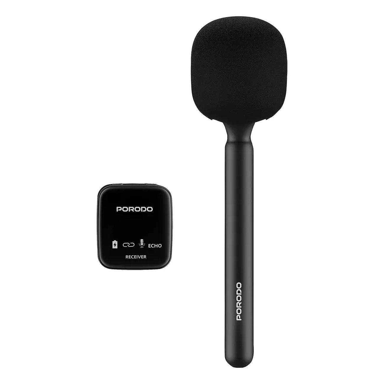 Porodo Wireless Mic & Receiver / Battery-Powered / Noise Reduction Feature / Clear Sound