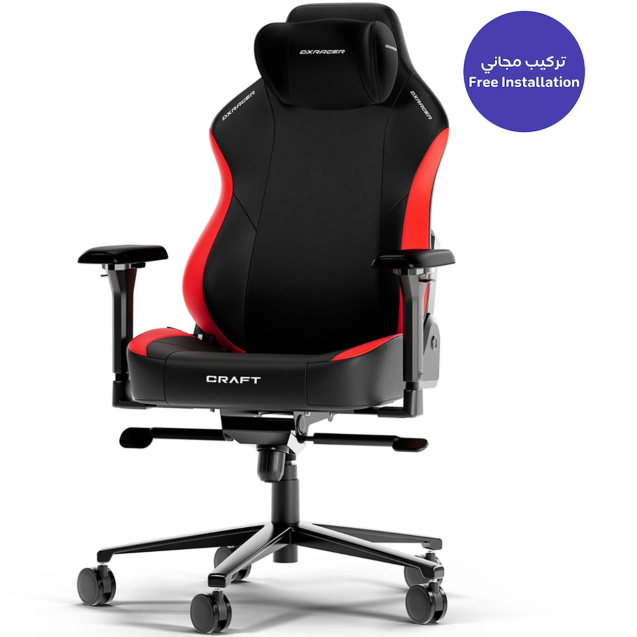DXRacer CRAFT Series Gaming Chair / Leather / Ergonomic Comfort / Black & Red