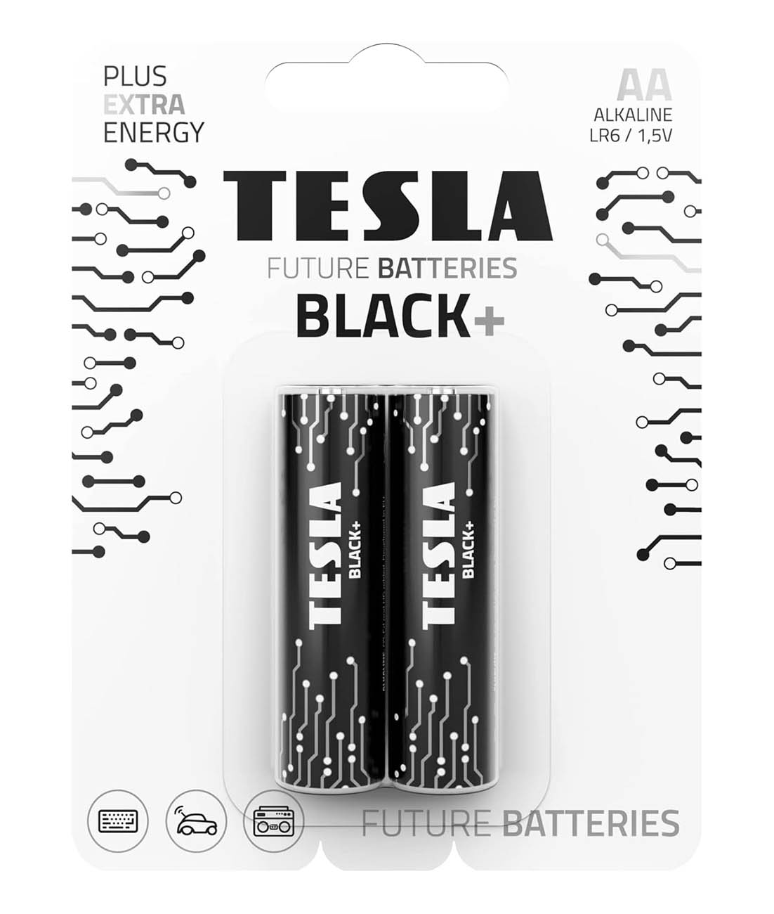 TESLA Black+ AA Batteries / Pack of 2