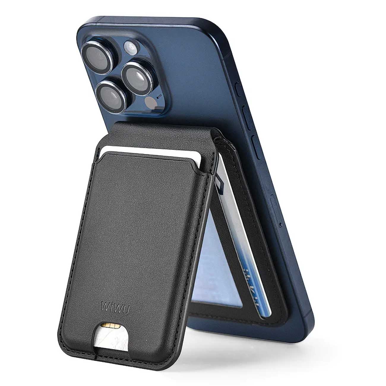 WiWU Wallet & Phone Stand / Supports MagSafe / Soft Leather