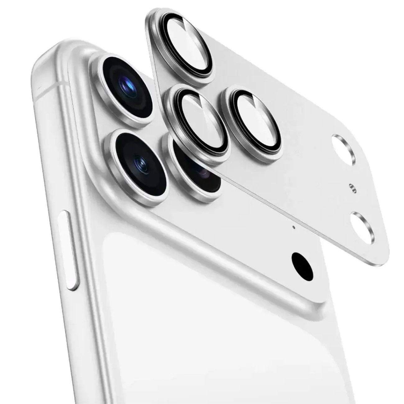 Green Clear Camera Lens Protector for iPhone 17 Pro / One-Piece / Silver Aluminum