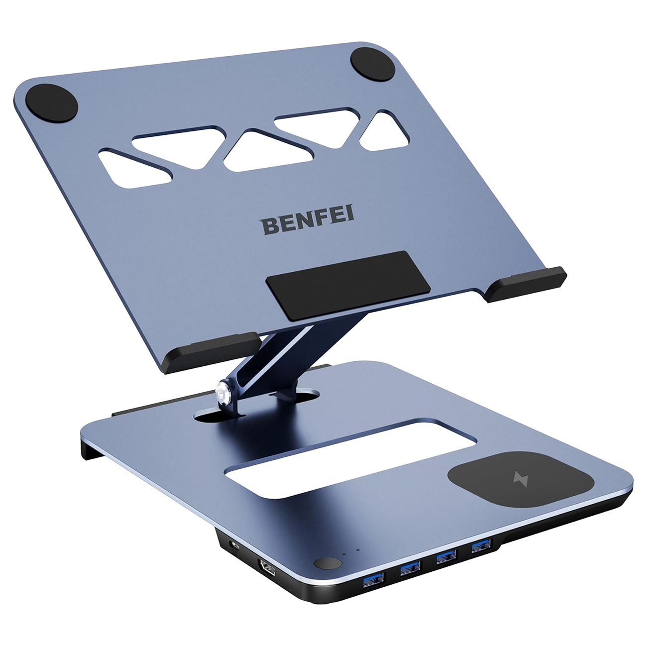 BENFEI Laptop Stand / with 6 Ports / Wireless Phone Charging / Adjustable / Supports Up to 4.5 kg