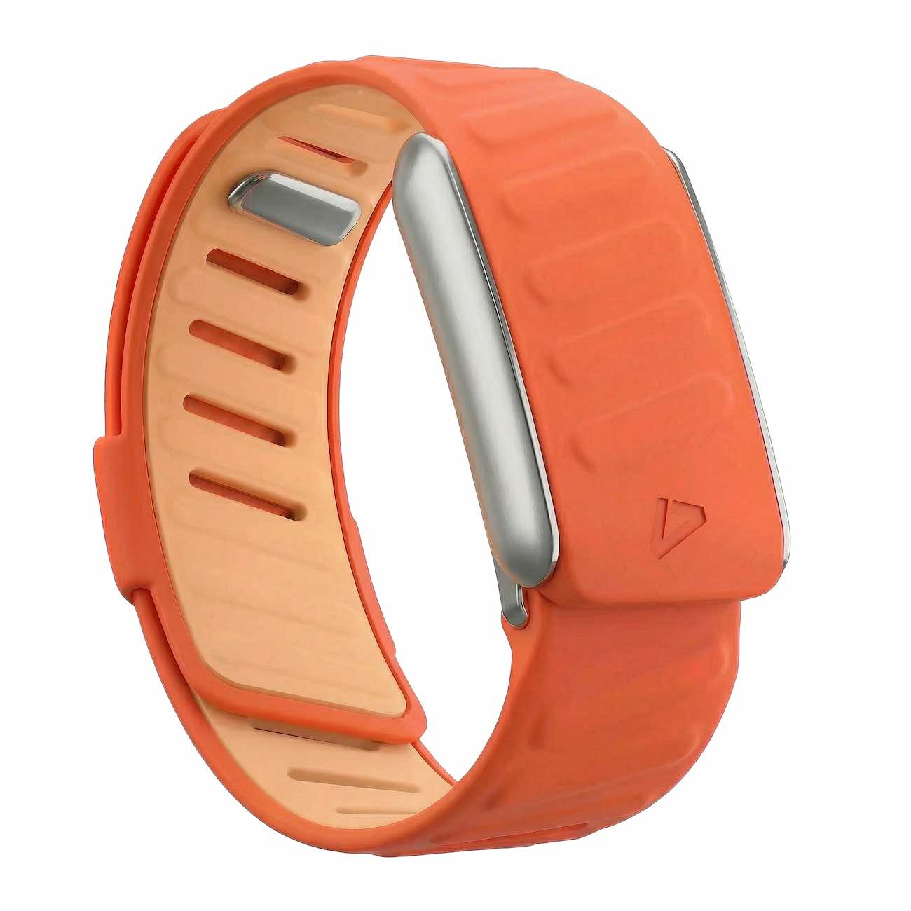 Dash Strap For Whoop 5 / Soft Silicone / Coral with Matte Silver Frame