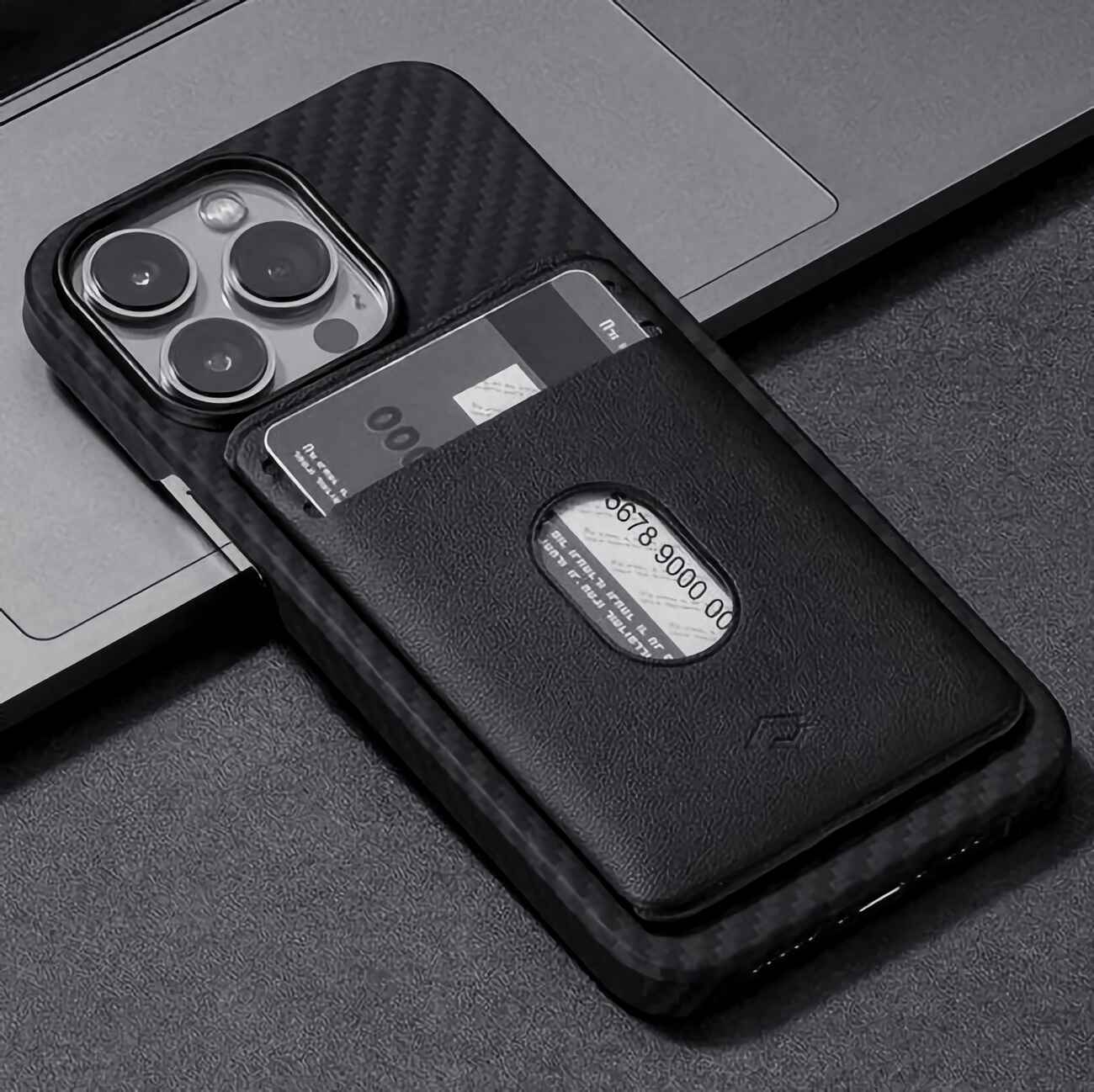 PITAKA MagEZ Card Sleeve 3 / Support MagSafe / Black