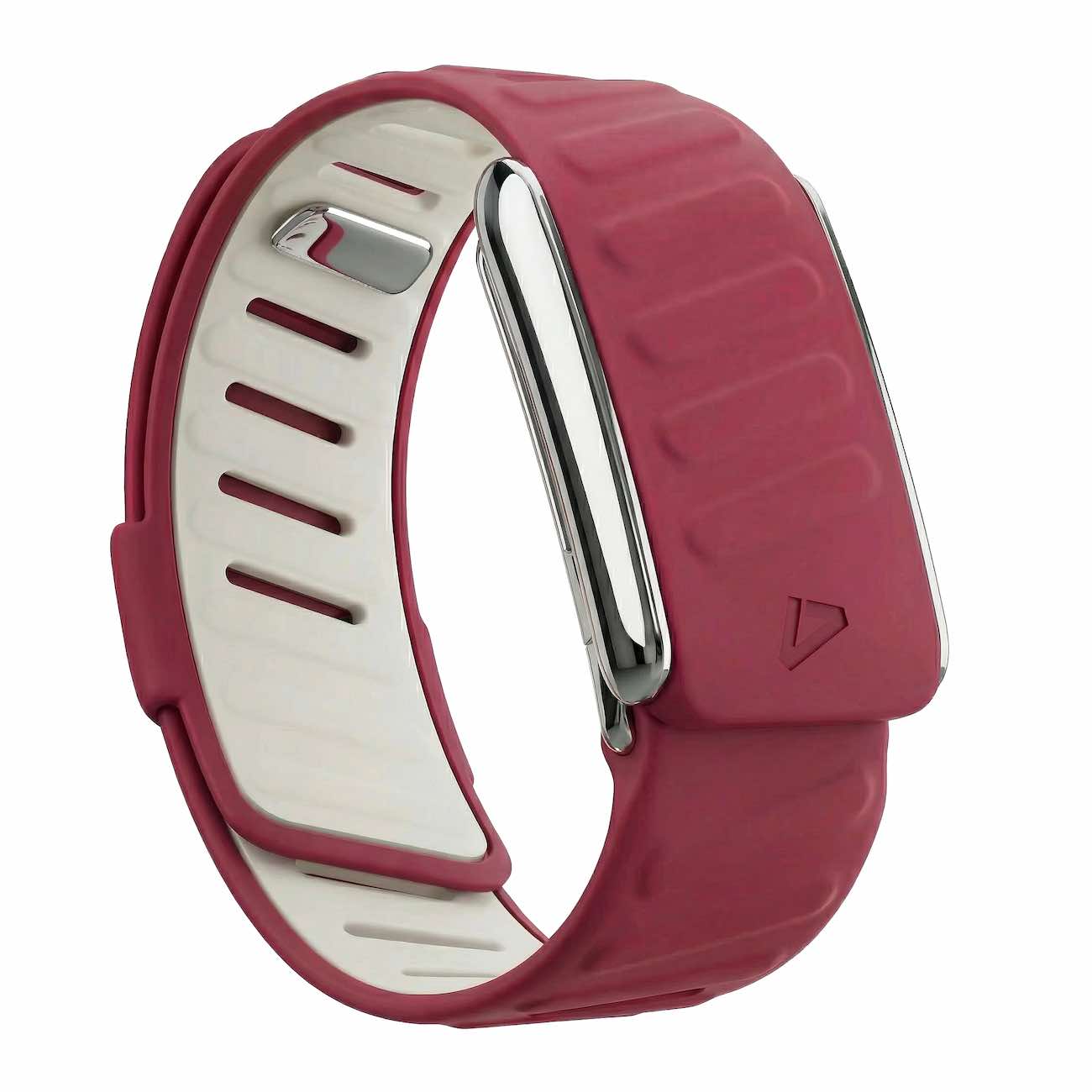 Dash Strap For Whoop 5 / Soft Silicone / Maroon with Shiny Silver Frame