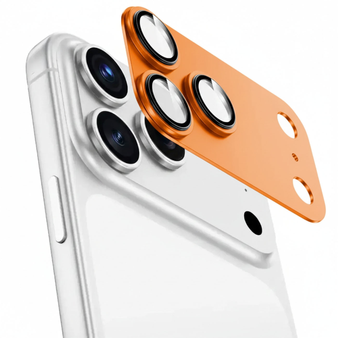 Green Clear Camera Lens Protector for iPhone 17 Pro / One-Piece / Orange Aluminum