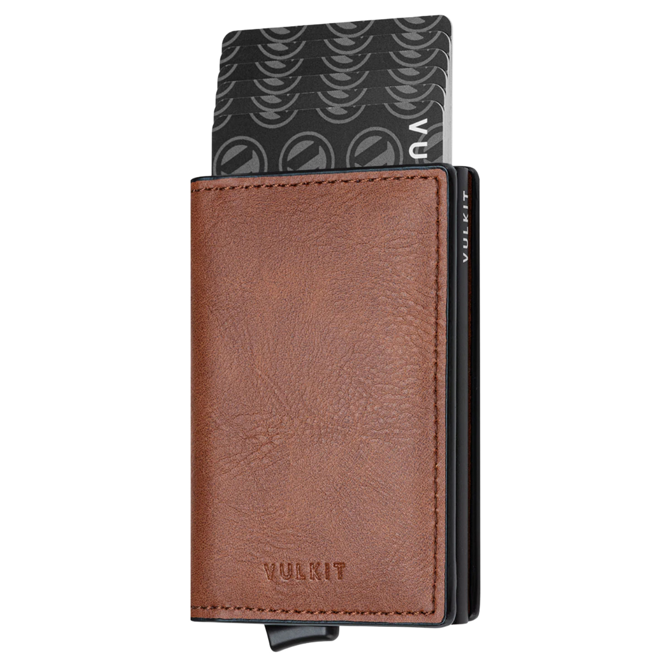 VULKIT Card Wallet / RFID Protection / Slim Design / Holds Up to 7 Cards / Brown