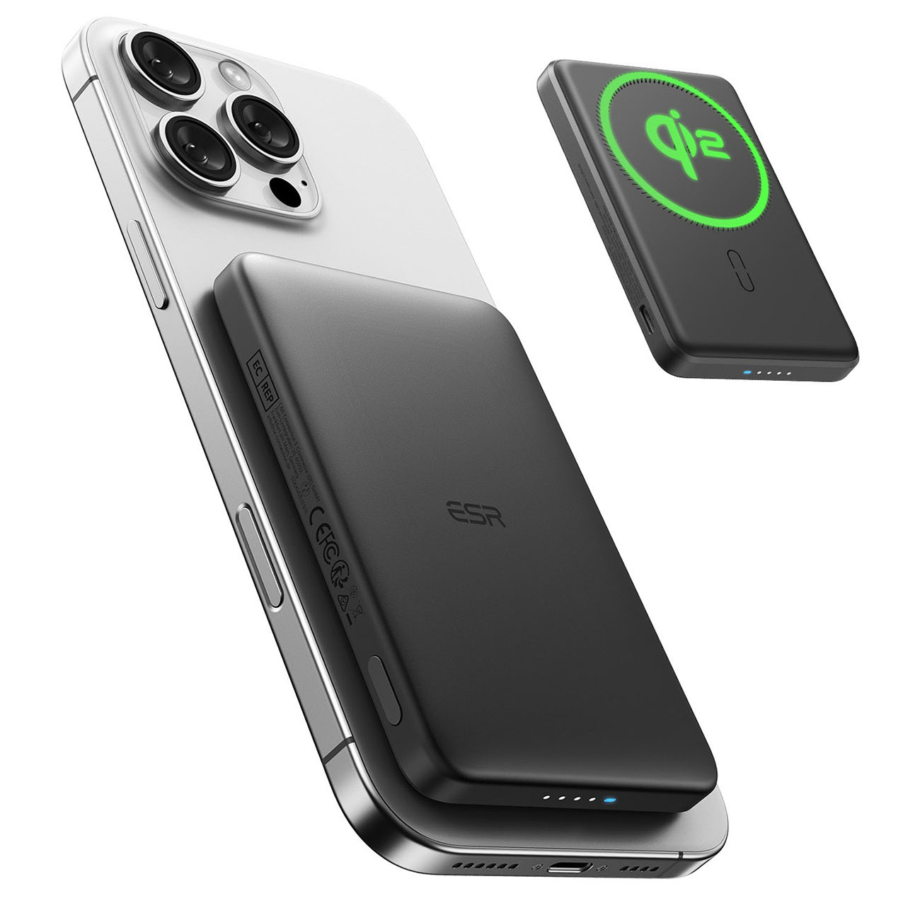 ESR Qi2 Magnetic Power Bank / 5000mAh Capacity / 15W Power / Slim Design / Black