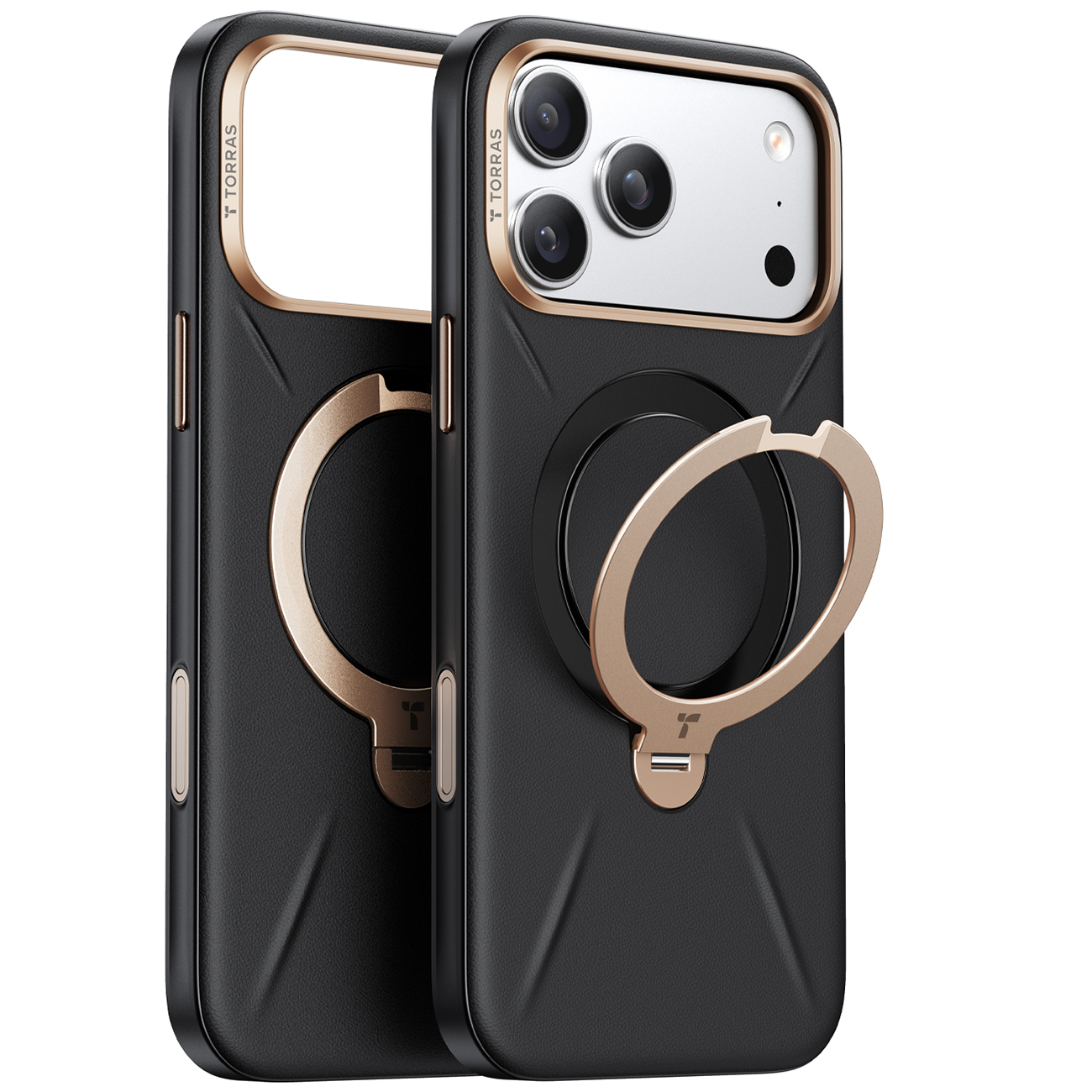 Torras Case for iPhone 17 Pro Max / MagSafe Compatible / Built-in Grip / Premium Leather / Black