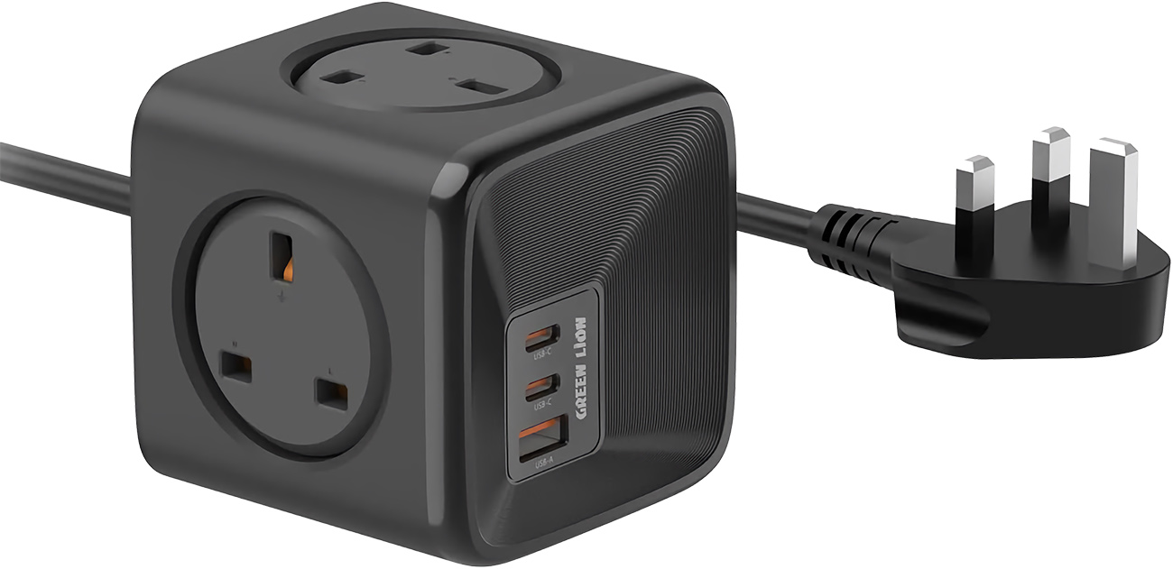 Green Power Strip / 4 AC Sockets + 2 Type-C Ports + 1 USB Port / 33W Power