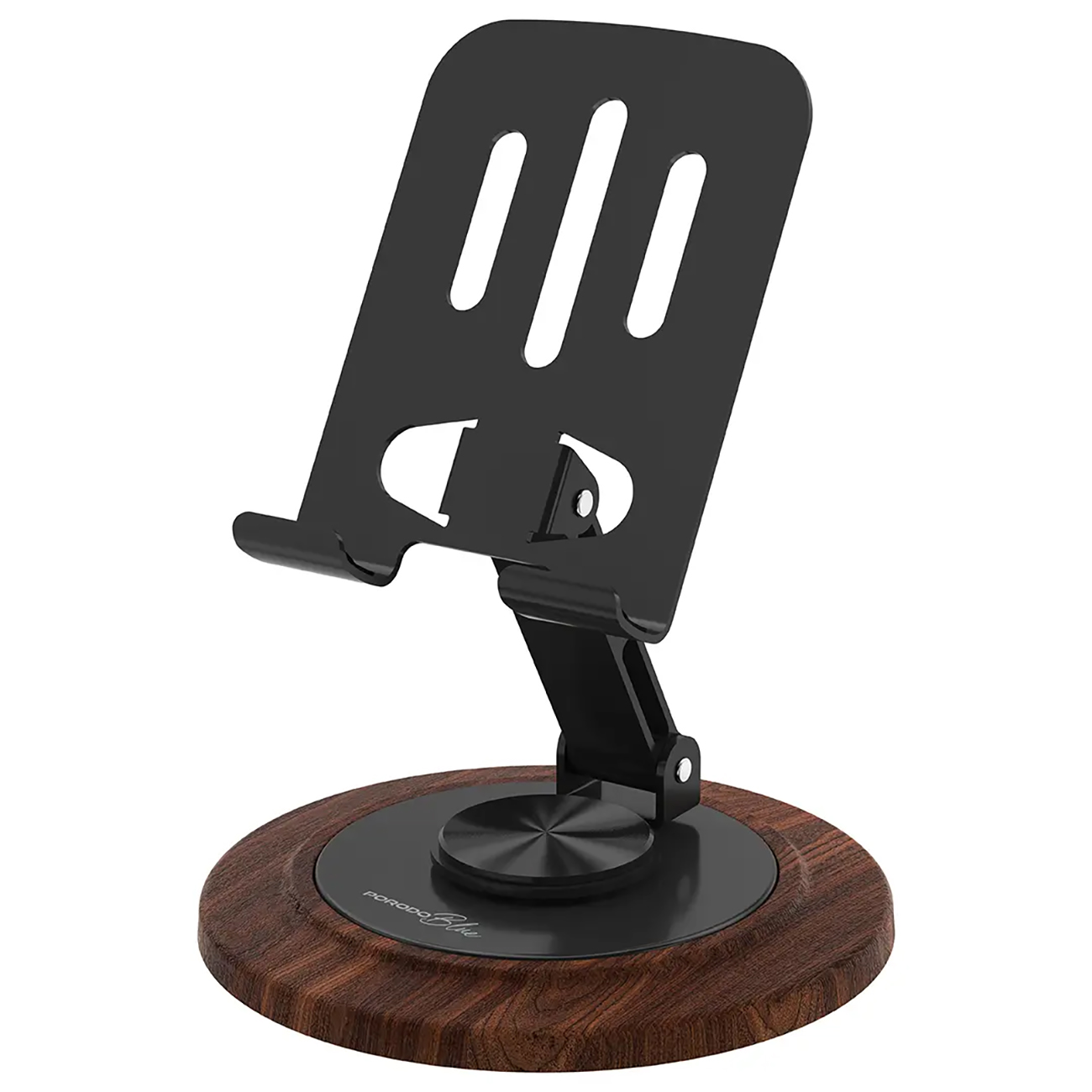 Porodo Desktop Stand for Phone & Tablet / Rotatable & Foldable / Up to 2 kg / Black & Brown