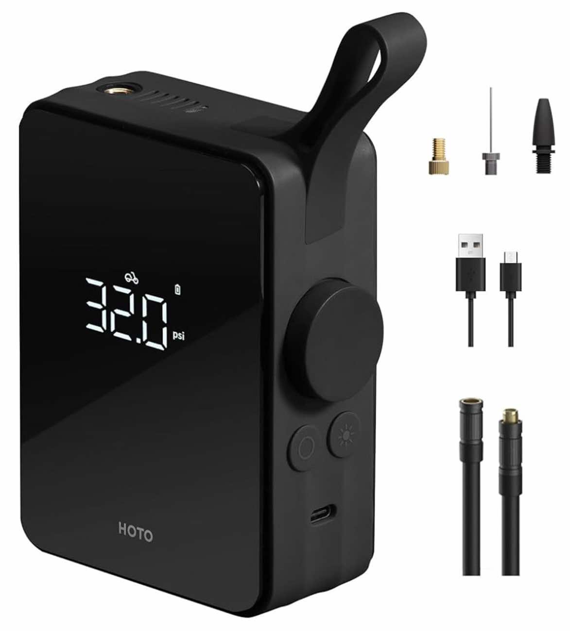 منفاخ الاطارات المتنقل من Hoto / يعمل بالبطارية / مع فلاش لايت