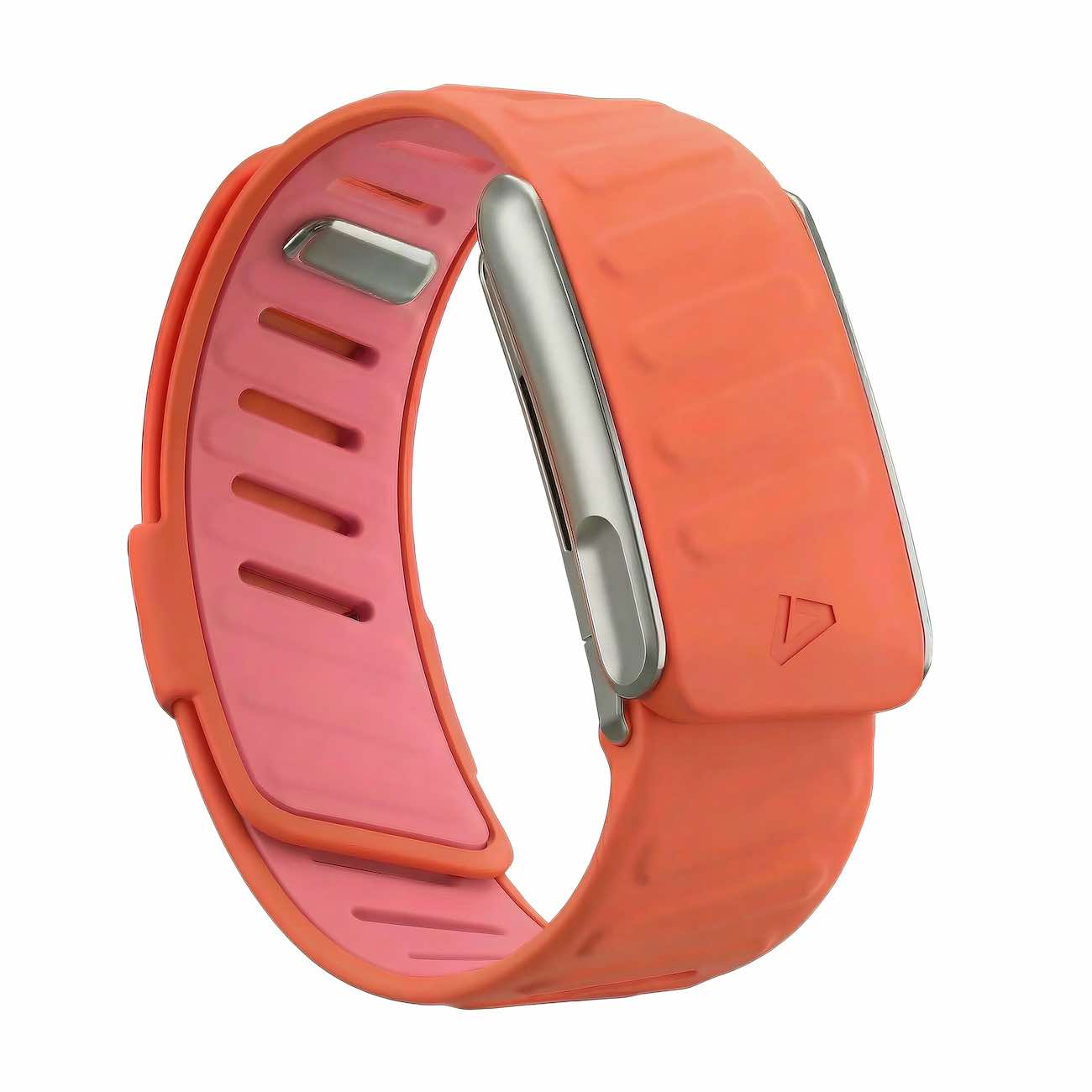 Dash Strap For Whoop 5 MG / Soft Silicone / Coral with Matte Silver Frame