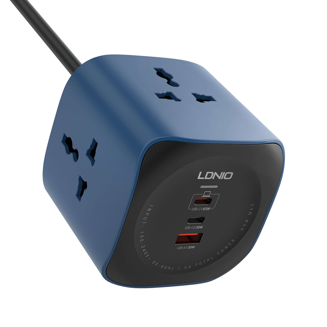 توصيلة كهرباء من LDNIO / تعطيك 3 مداخل ثلاثية + مدخلين تايب سي + مدخل USB / قوة 2500 واط