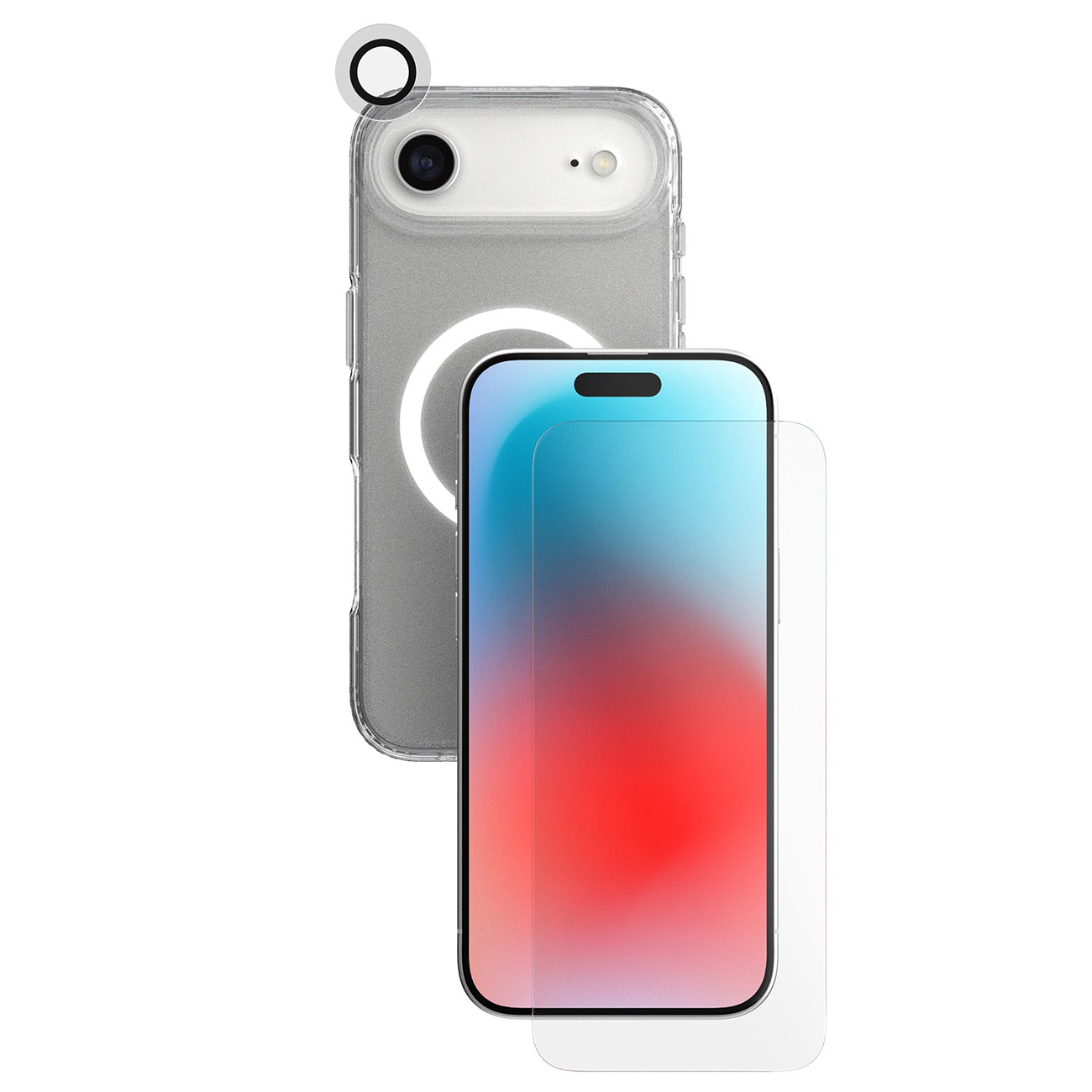 حزمة حماية لايفون 17 اير من Tech21 / كفر شفاف + حماية شاشة زجاج شفاف + عدسة كاميرا 