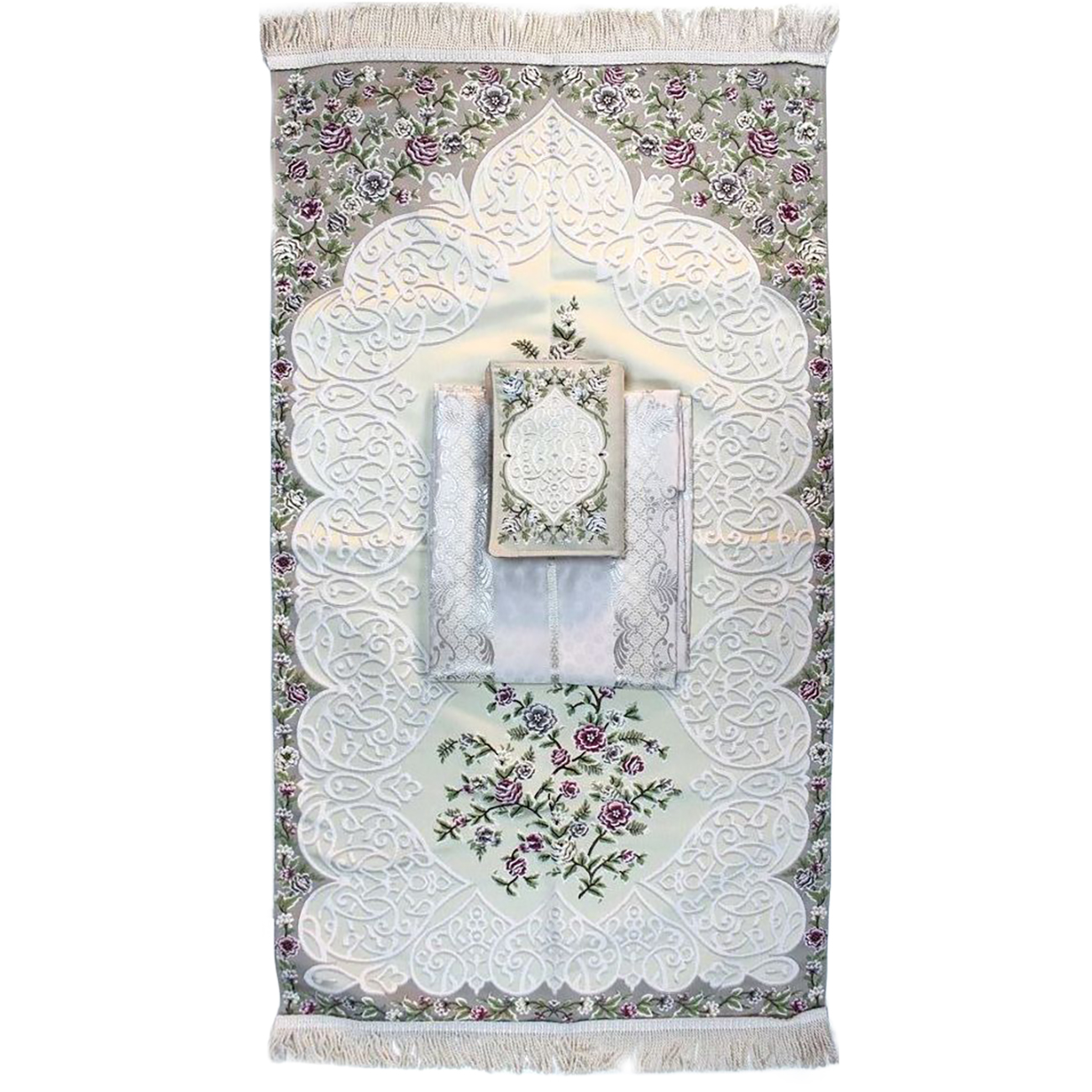 Sundus Prayer Set / Prayer Mat + Prayer Dress + Quran Cover / Silver