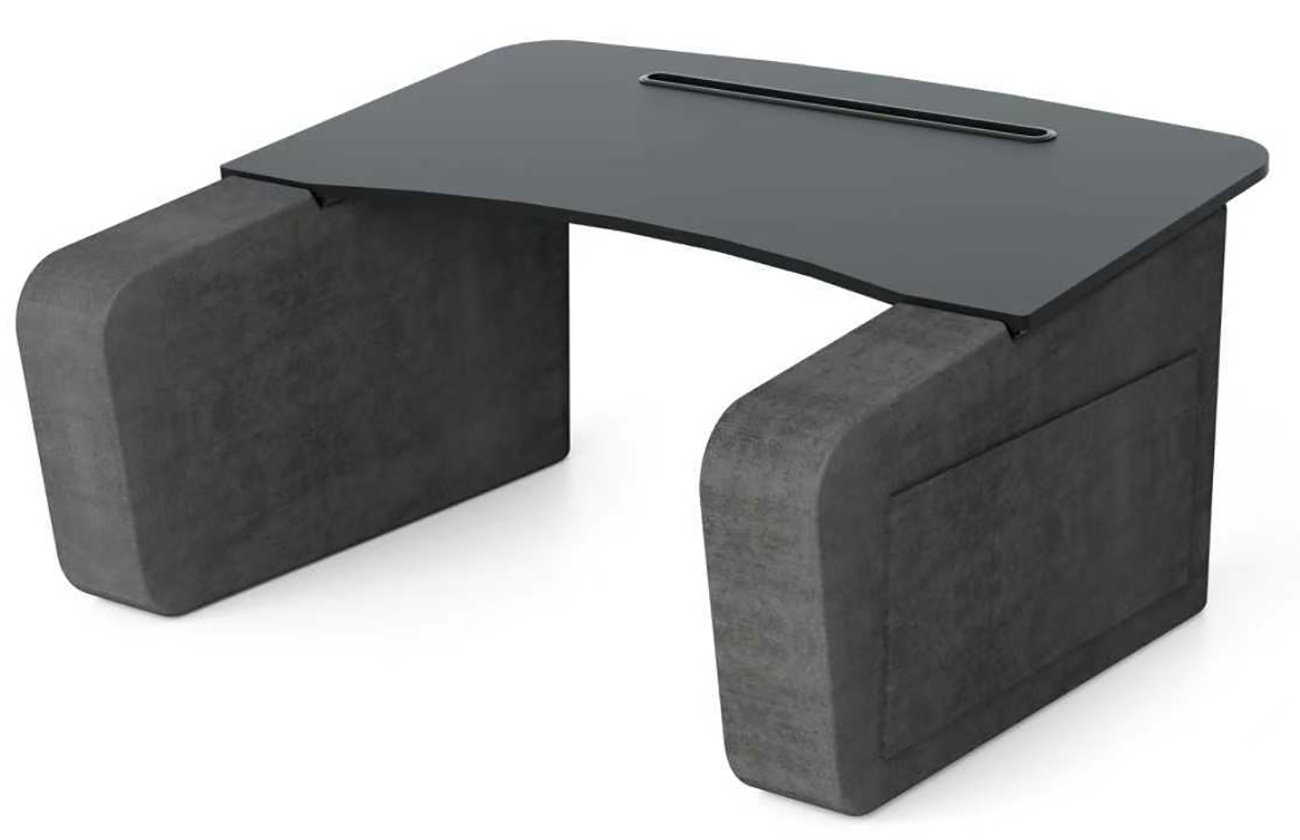 Portable Laptop Table / Built-in Pockets & Tablet Stand / Practical & Comfy / Grey & Black