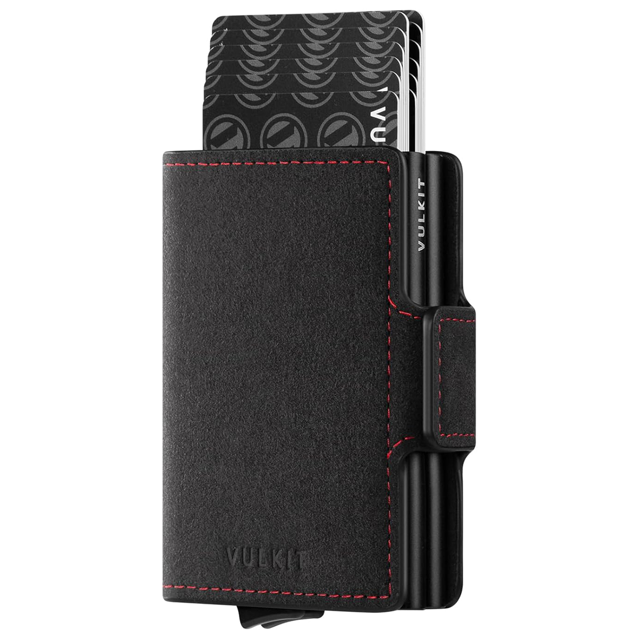 VULKIT Card Wallet / RFID Protection / Double Card Holder / Holds Up to 14 Cards / Dark Grey