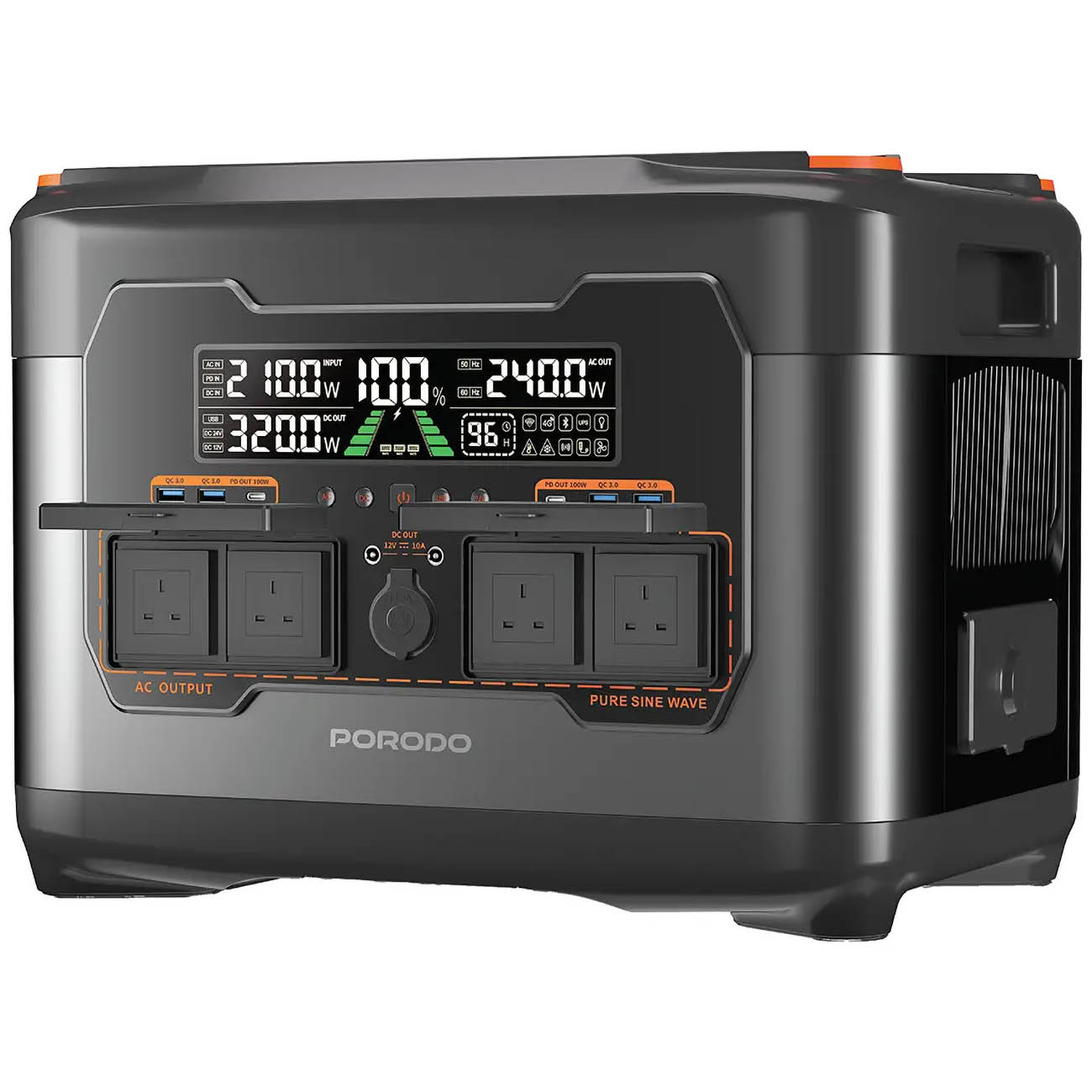 Porodo Forcebase Power Station / 2047Wh / 2400W Power / Supports Solar Charging / Multiple Ports