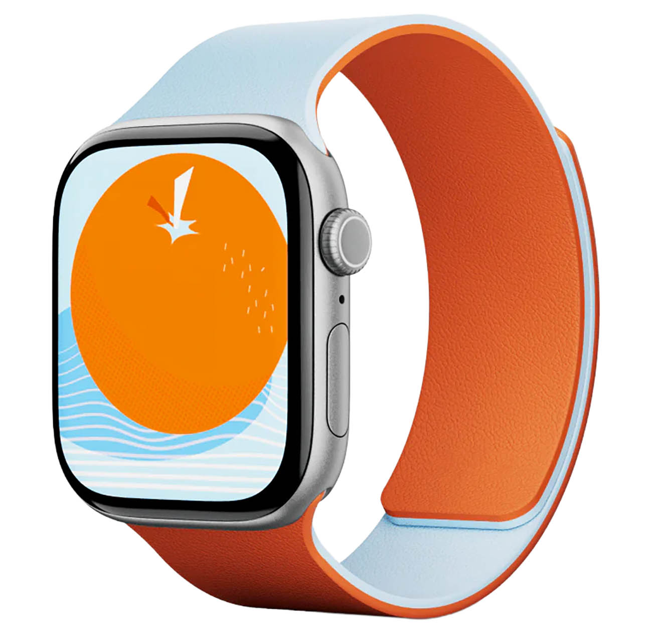 Moft Snap Apple Watch Band / 44 / 45 / 46 / 49 / Magnetic / Silicone / Reversible / Orange & Blue