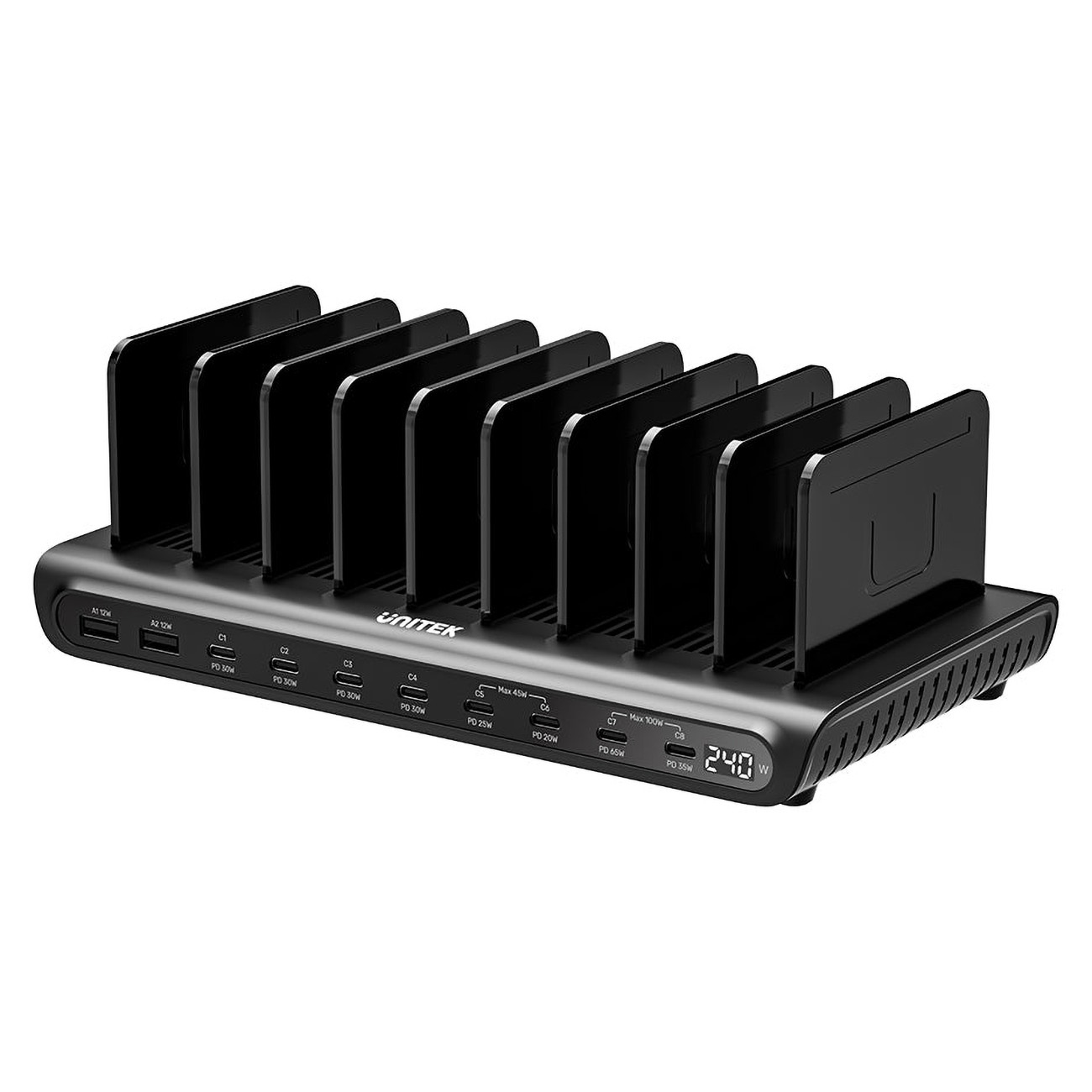 Unitek uCharge Power Station / 8 Type-C Ports + 2 USB-A Ports / 240W Power