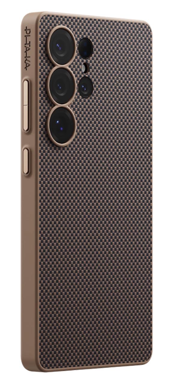 PITAKA PinButton Case for Galaxy S25 Ultra / Supports MagSafe / Slim & lightweight / Black & Gold