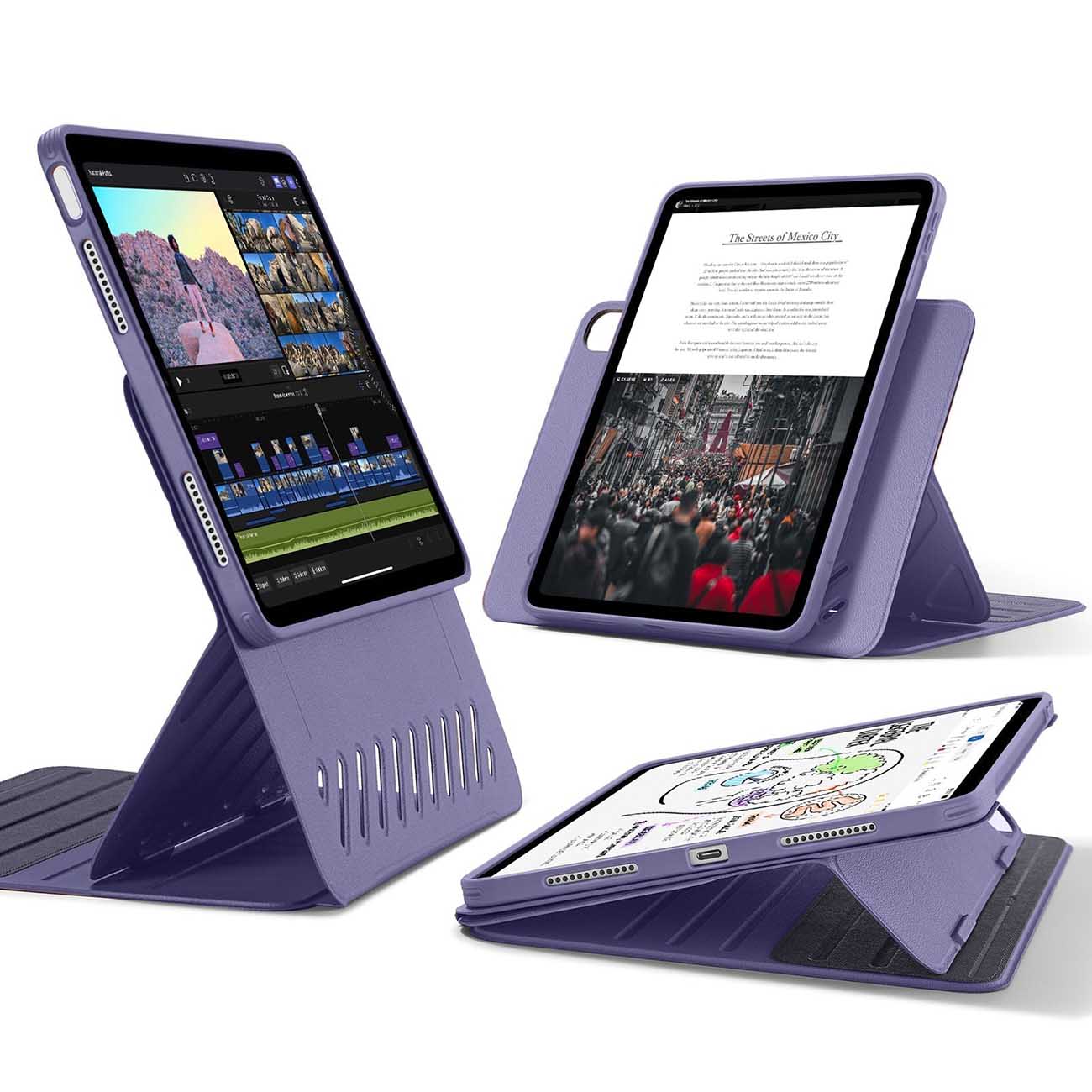 ESR Magnetic Case for iPad Air 13 inch 2025 & 2024 / Built-in Stand / Purple