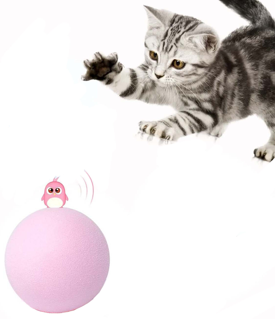 لعبة كرة Chirpy للحيوانات الاليفة / تصدر صوت Bird Chirping / ممتعة / وردي