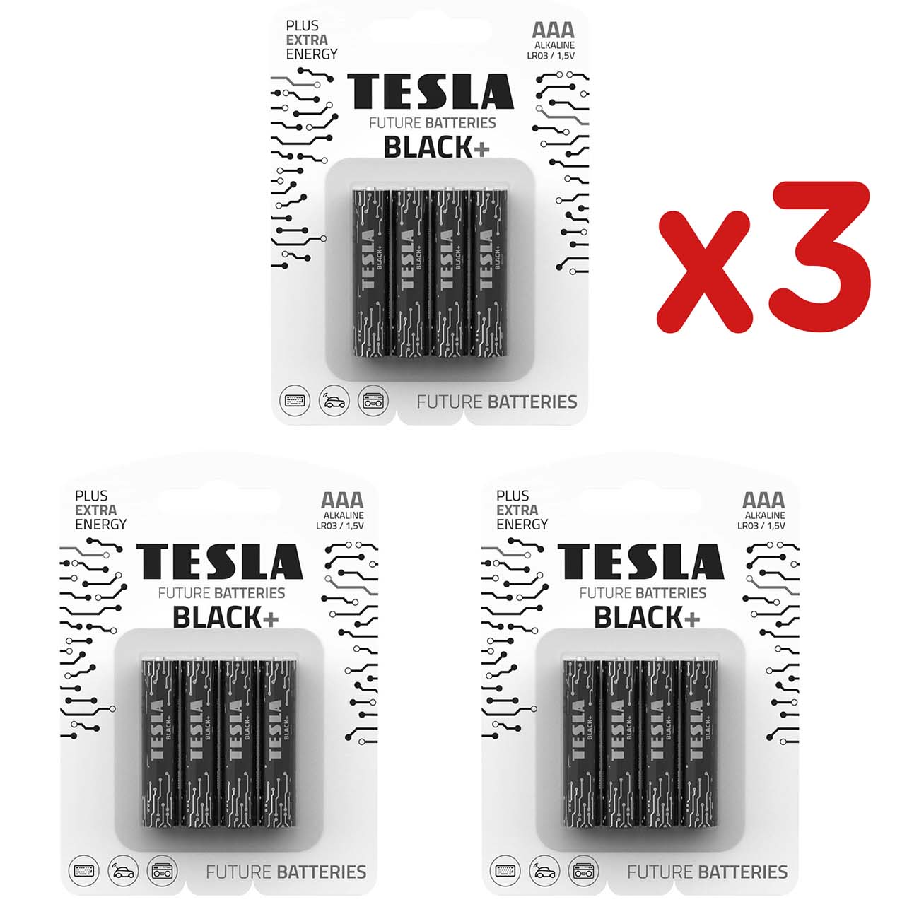 بطاريات TESLA Black+ LR03 نوع AAA / حزمة من 12