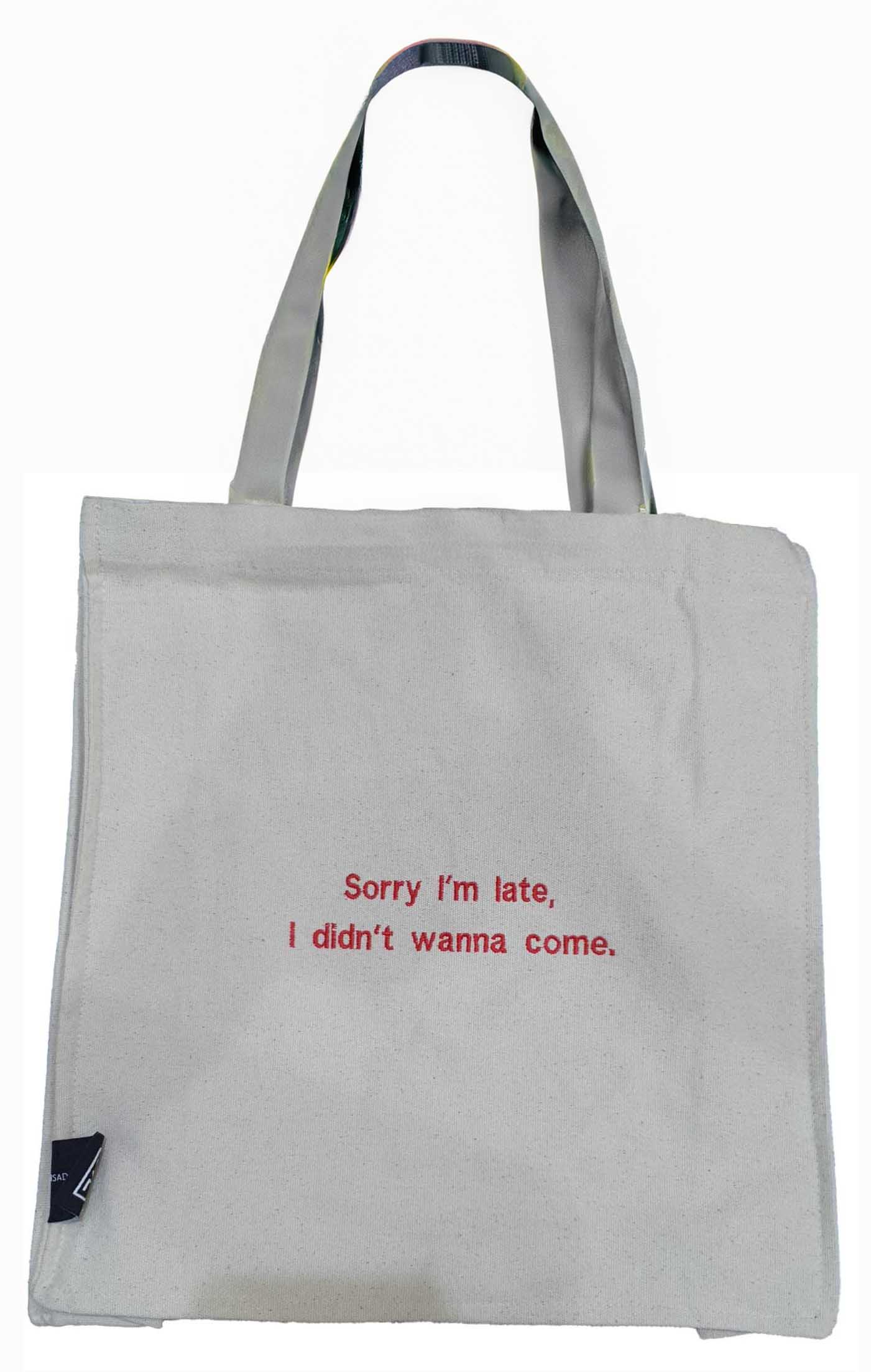 Sada Tote Bag / Sorry Im Late Embroidery / White