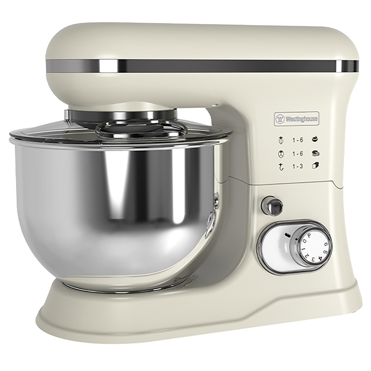 Westinghouse Stand Mixer / 5L Capacity / 6 Speed Settings / 1200W Power / Off White
