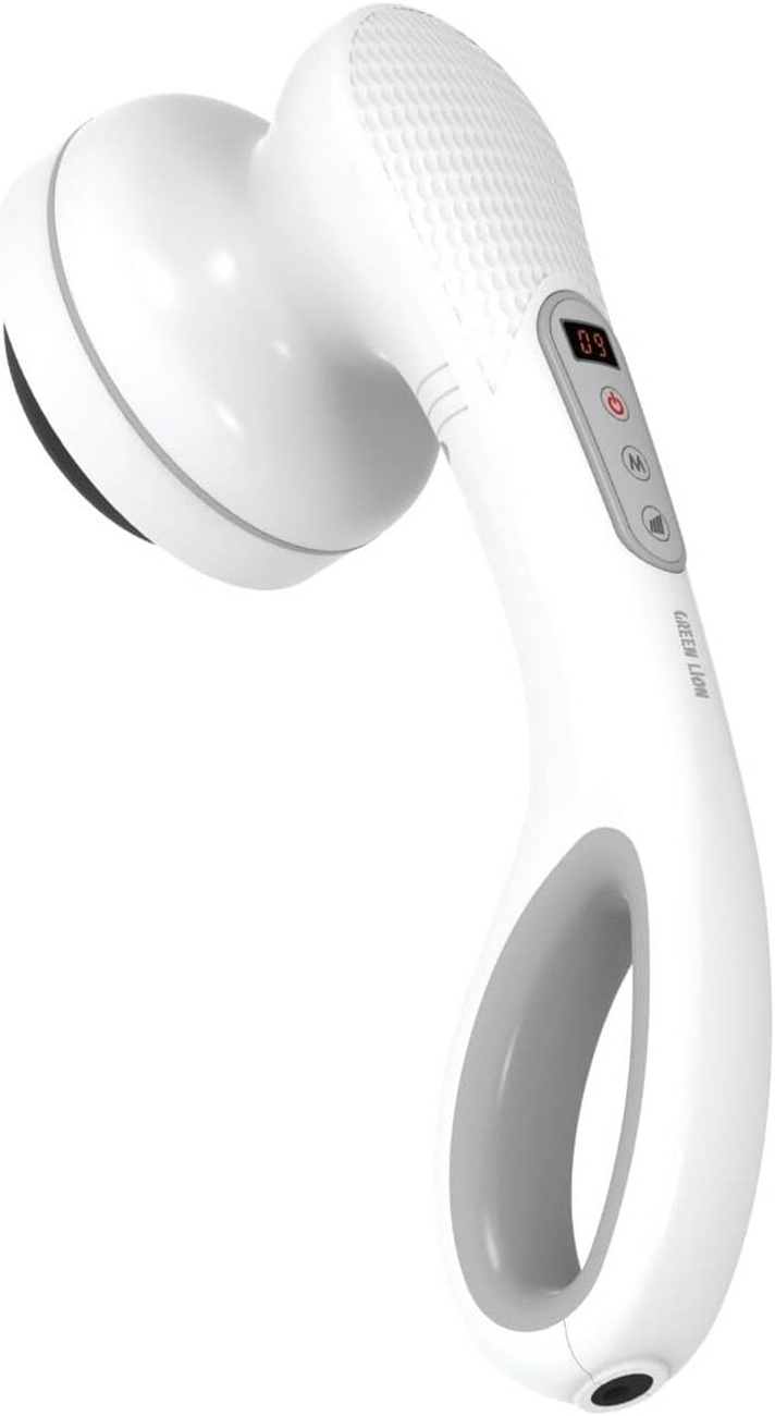 Green Portable Massage Device / Battery Operated / 15 Speed Levels / 8 Replaceable Heads