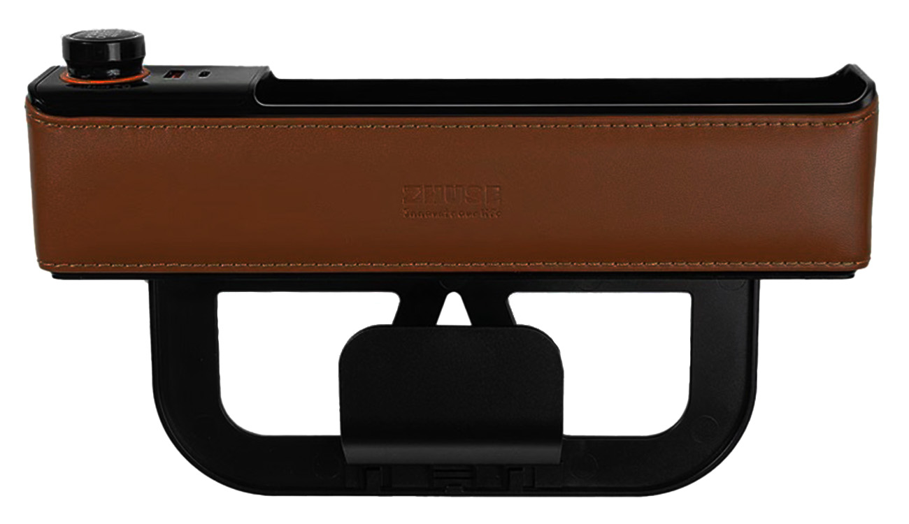 منظم الاغراض للسيارة من Zhuse / مع مدخل USB و تايب سي مدمج / يستخدم بين الكراسي / بني غامق