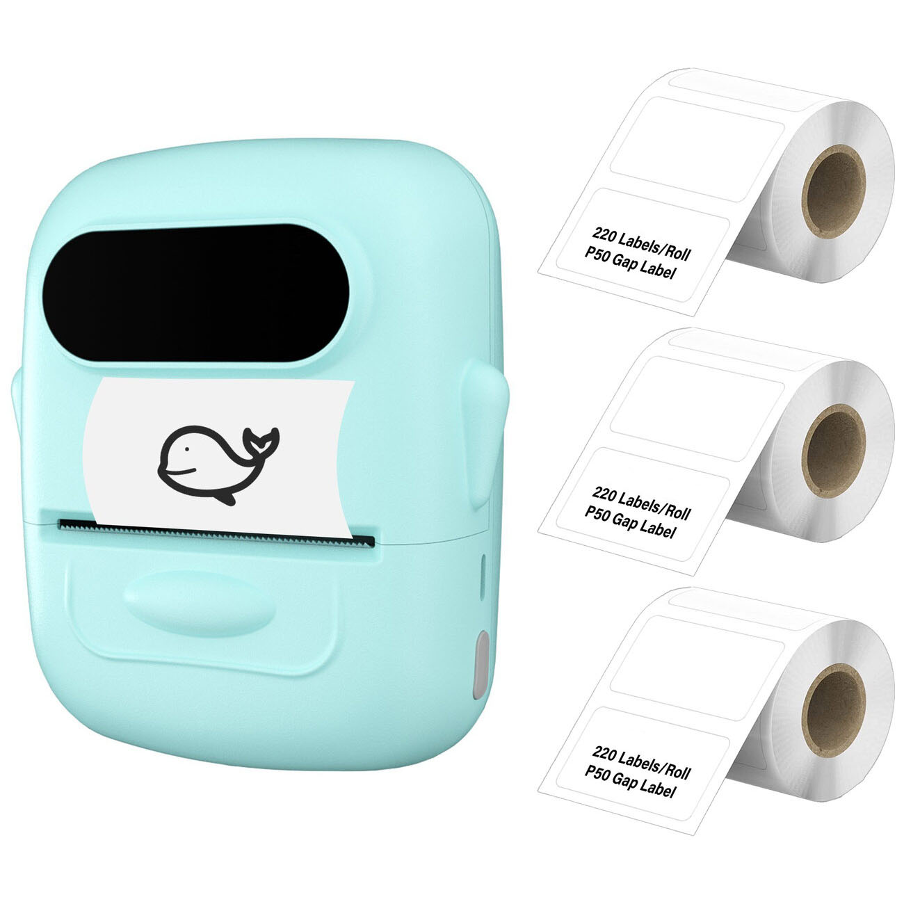 طابعة ملصقات حرارية متنقلة / تشبك مع الجوال / معاها 3 حزم ورق مجانية / تيفاني