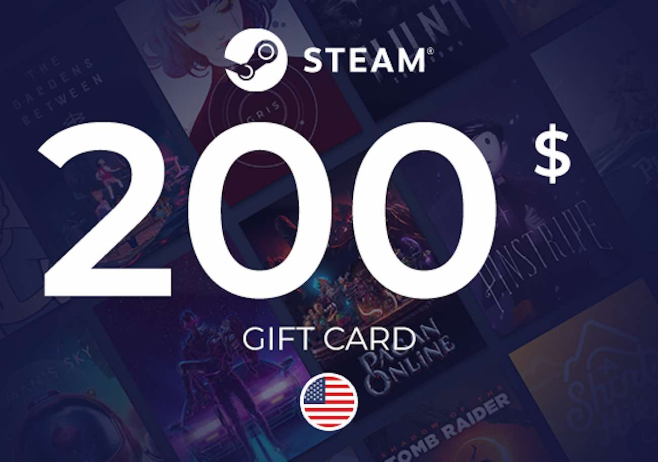 Steam Wallet Card / US Store / 200 USD / Digital Card 