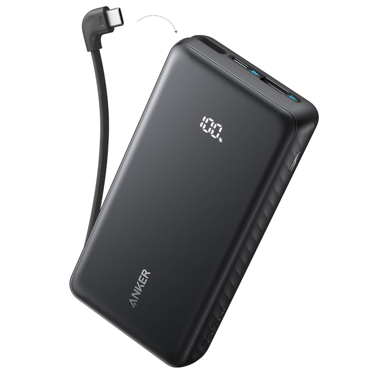 Anker Power Bank 10,000mAh / Type-C & USB-A Ports / Built-in Type-C Cable / 22.5W Fast Charging