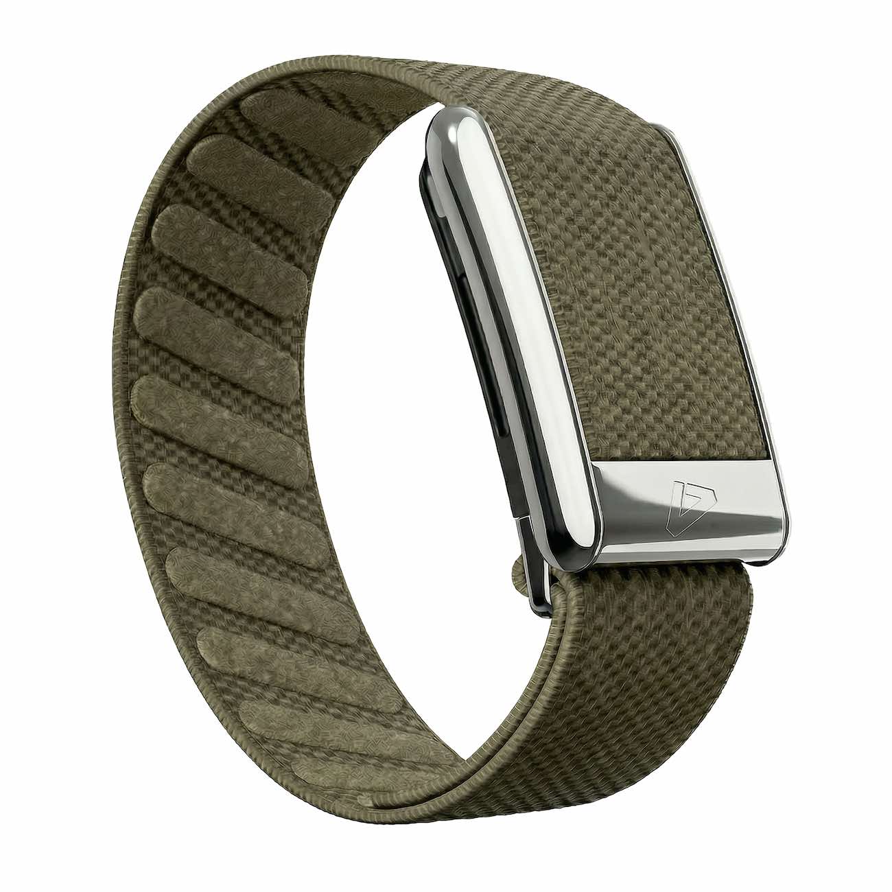 Dash Strap for Whoop 5 / Olive Green with Shiny Silver Frame